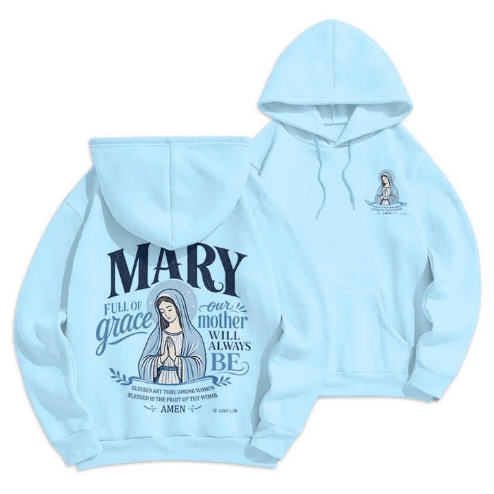 Christianartworkshop Mary Full Of Grace Weißer Streetwear Fleecegefütterter Hoodie - Blau - 2XL - image 21