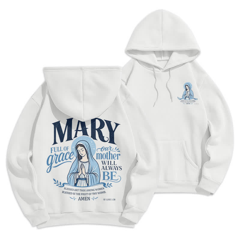 Christianartworkshop Mary Full Of Grace Weißer Streetwear Fleecegefütterter Hoodie - Weiß - 2XL - image 0