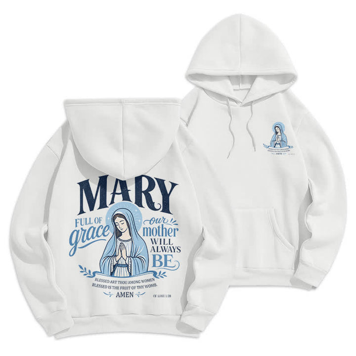 Christianartworkshop Mary Full Of Grace Weißer Streetwear Fleecegefütterter Hoodie - Weiß - 2XL - image 0