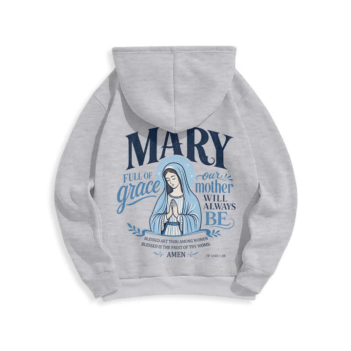 Christianartworkshop Mary Full Of Grace Weißer Streetwear Fleecegefütterter Hoodie - image 14