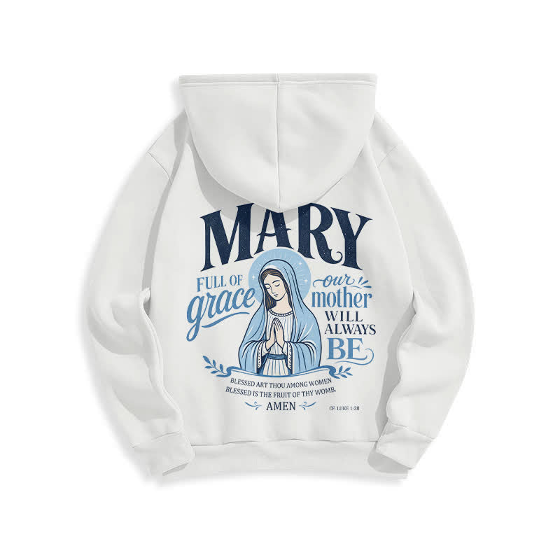 Christianartworkshop Mary Full Of Grace Weißer Streetwear Fleecegefütterter Hoodie - image 1