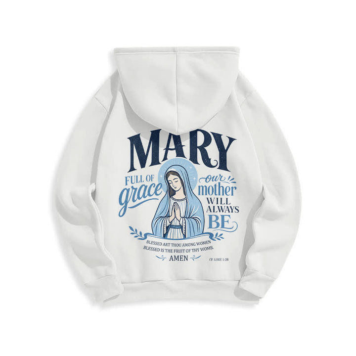 Christianartworkshop Mary Full Of Grace Weißer Streetwear Fleecegefütterter Hoodie - image 1