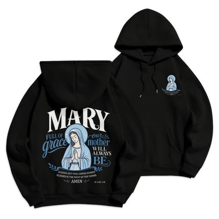 Christianartworkshop Mary Full Of Grace Weißer Streetwear Fleecegefütterter Hoodie - Schwarz - 2XL - image 6