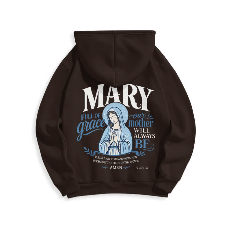 Christianartworkshop Mary Full Of Grace Weißer Streetwear Fleecegefütterter Hoodie - image 4