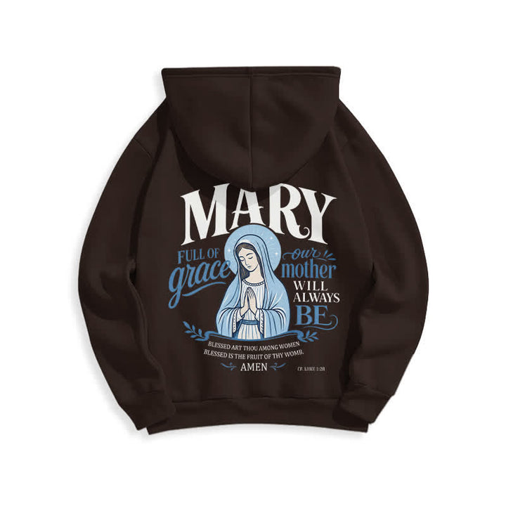Christianartworkshop Mary Full Of Grace Weißer Streetwear Fleecegefütterter Hoodie - image 4
