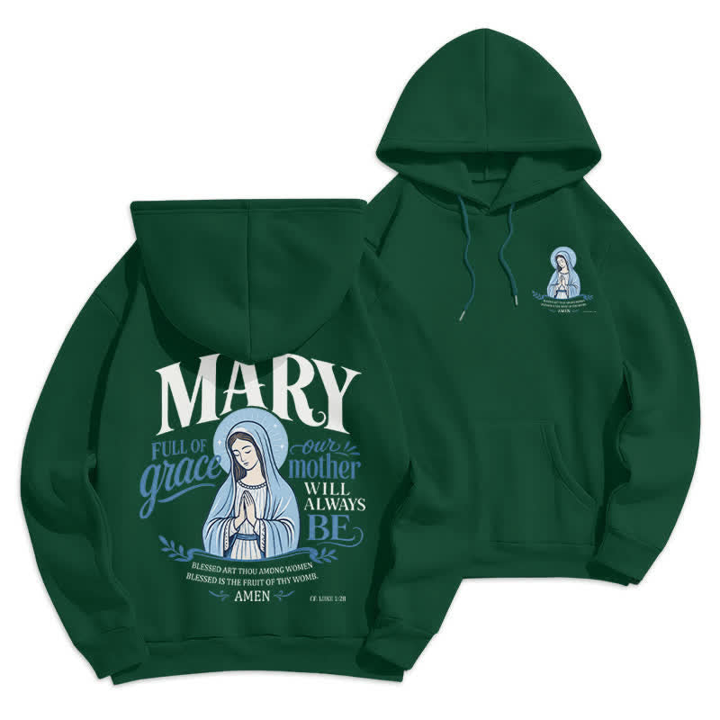 Christianartworkshop Mary Full Of Grace Weißer Streetwear Fleecegefütterter Hoodie - Grün - 2XL - image 9