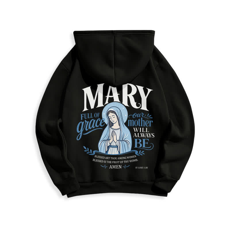 Christianartworkshop Mary Full Of Grace Weißer Streetwear Fleecegefütterter Hoodie - image 7
