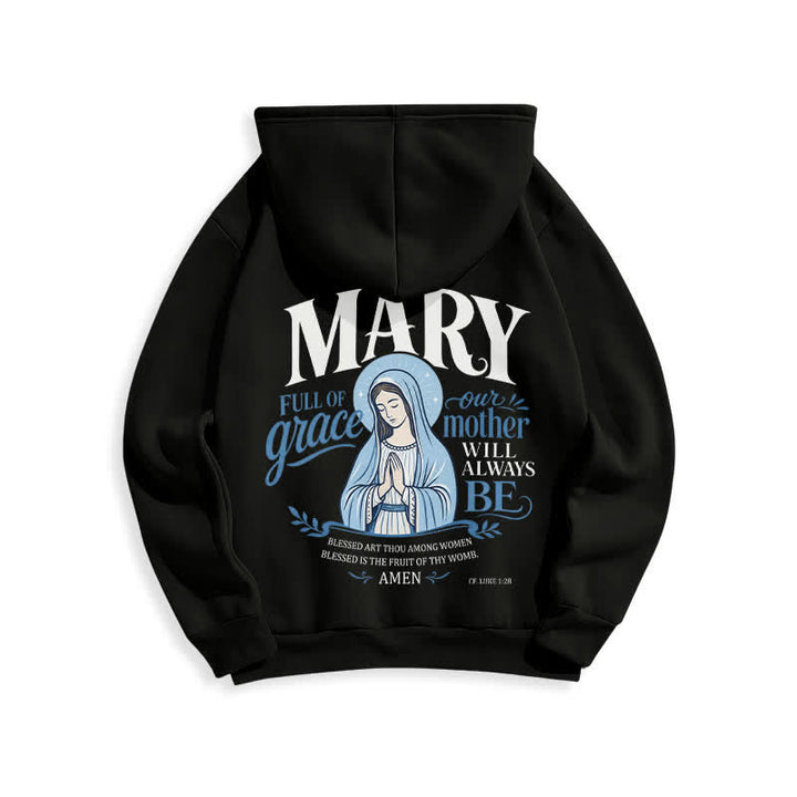 Christianartworkshop Mary Full Of Grace Weißer Streetwear Fleecegefütterter Hoodie - image 7