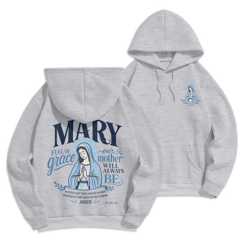 Christianartworkshop Mary Full Of Grace Weißer Streetwear Fleecegefütterter Hoodie - Grau - 2XL - image 12