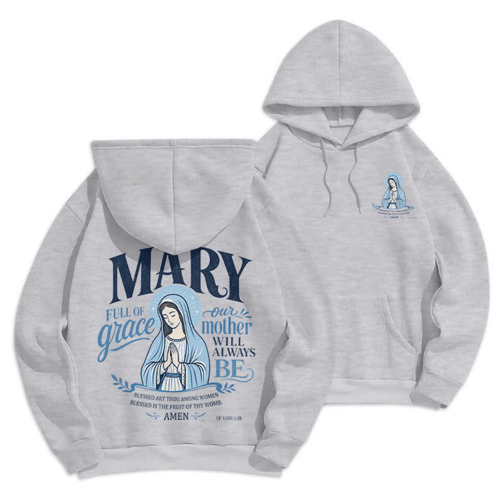 Christianartworkshop Mary Full Of Grace Weißer Streetwear Fleecegefütterter Hoodie - Grau - 2XL - image 12
