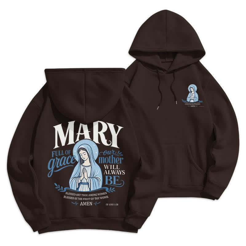 Christianartworkshop Mary Full Of Grace Weißer Streetwear Fleecegefütterter Hoodie - Braun - 2XL - image 3