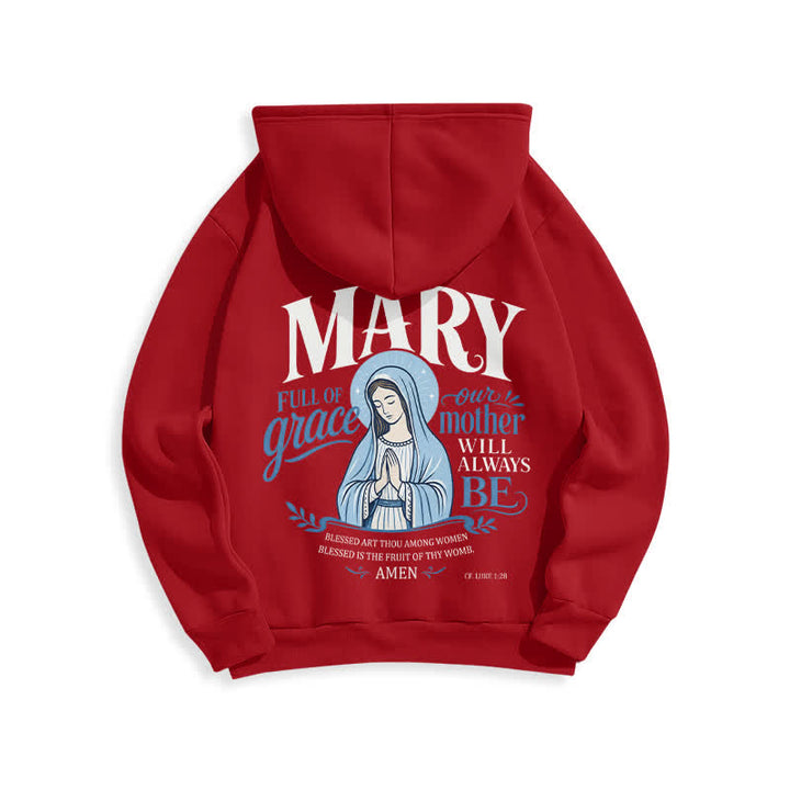 Christianartworkshop Mary Full Of Grace Weißer Streetwear Fleecegefütterter Hoodie - image 16
