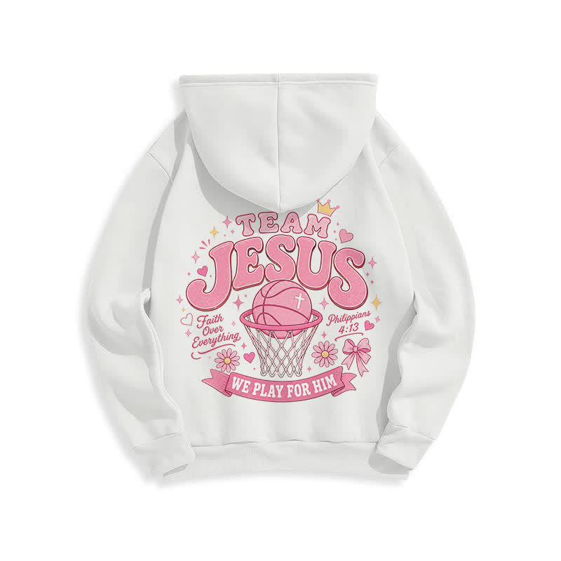 Christianartworkshop Team Jesus Basketball Streetwear Fleecegefütterter dunkelgrüner Hoodie - image 4