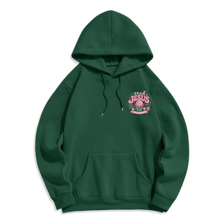 Christianartworkshop Team Jesus Basketball Streetwear Fleecegefütterter dunkelgrüner Hoodie - image 2