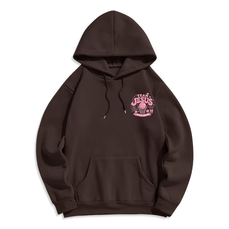 Christianartworkshop Team Jesus Basketball Streetwear Fleecegefütterter dunkelgrüner Hoodie - Braun - 2XL - image 20