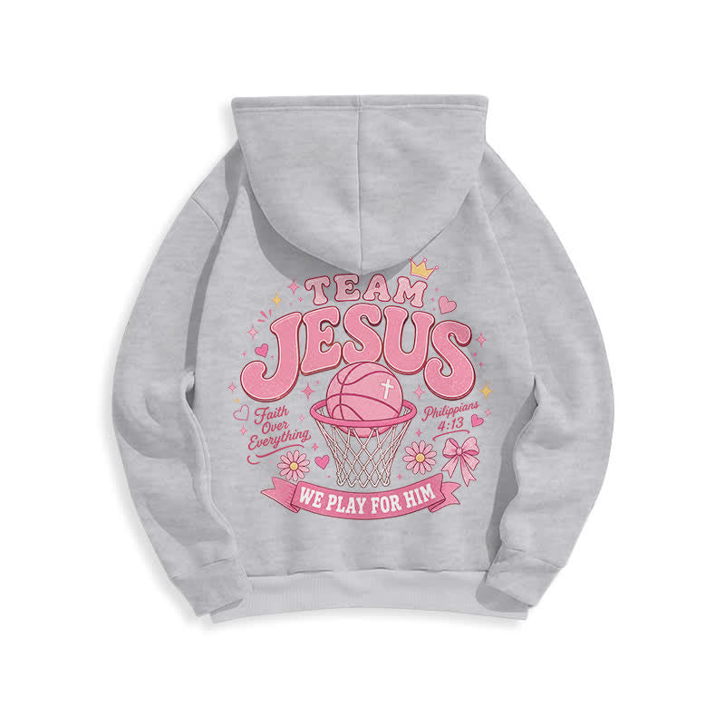Christianartworkshop Team Jesus Basketball Streetwear Fleecegefütterter dunkelgrüner Hoodie - image 22