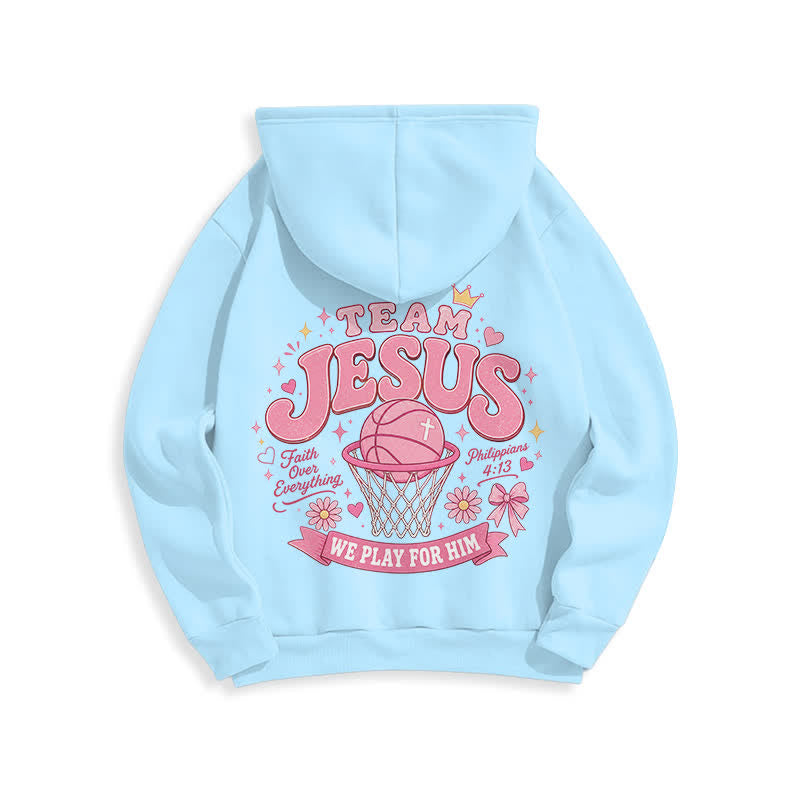 Christianartworkshop Team Jesus Basketball Streetwear Fleecegefütterter dunkelgrüner Hoodie - image 16