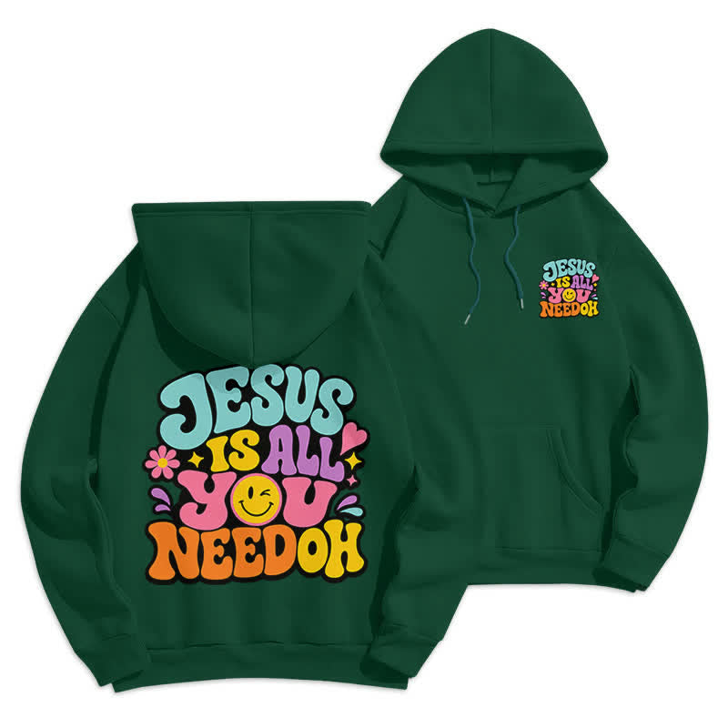Christianartworkshop Jesus Is All You Need Graffiti Fleecegefütterter Hoodie - Grün - 2XL - image 6