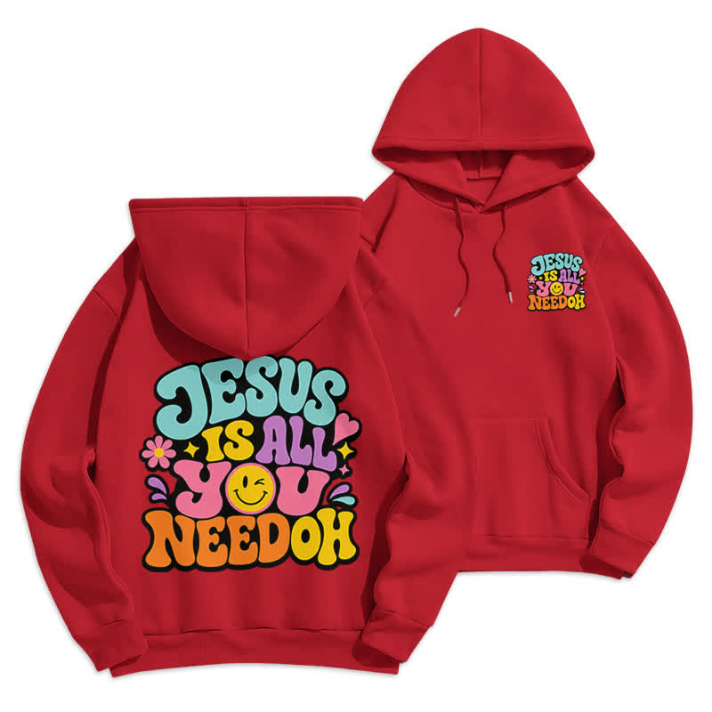 Christianartworkshop Jesus Is All You Need Graffiti Fleecegefütterter Hoodie - Rot - 2XL - image 21