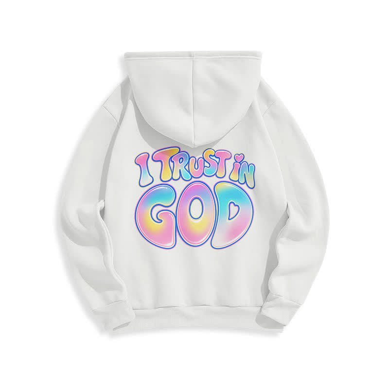 Christianartworkshop Vertraue auf Gott – Übergroßer weißer Hoodie mit Pastell-Graffiti-Motiv - image 1