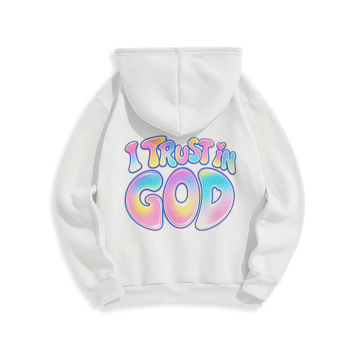 Christianartworkshop Vertraue auf Gott – Übergroßer weißer Hoodie mit Pastell-Graffiti-Motiv - image 1