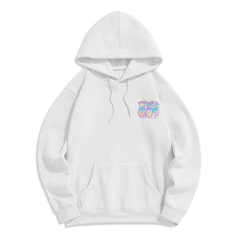 Christianartworkshop Vertraue auf Gott – Übergroßer weißer Hoodie mit Pastell-Graffiti-Motiv - image 2