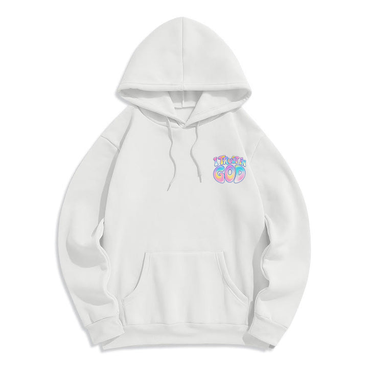 Christianartworkshop Vertraue auf Gott – Übergroßer weißer Hoodie mit Pastell-Graffiti-Motiv - image 2