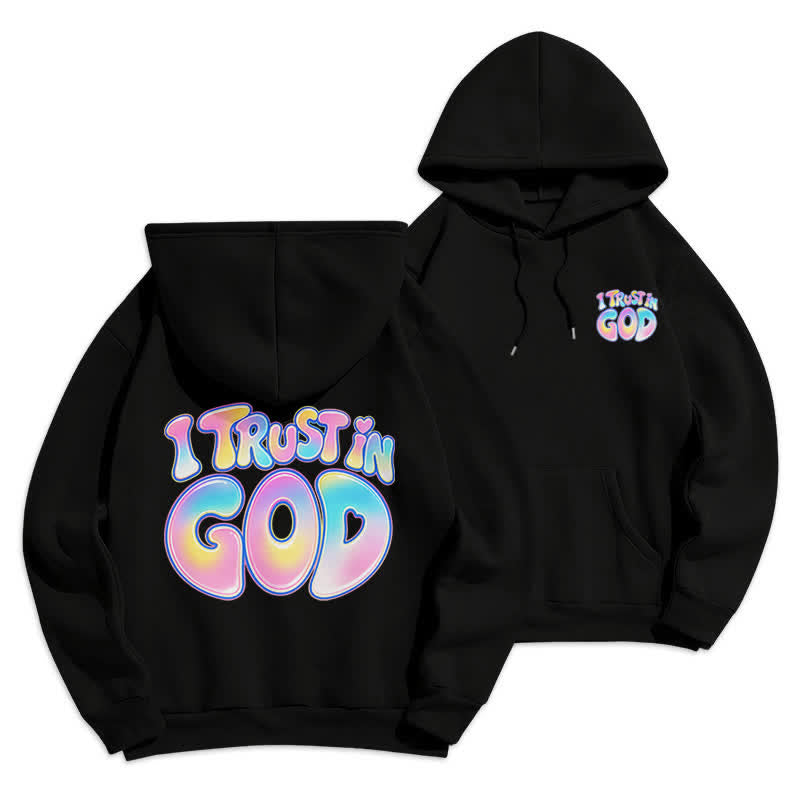 Christianartworkshop Vertraue auf Gott – Übergroßer weißer Hoodie mit Pastell-Graffiti-Motiv - Schwarz - 2XL - image 3