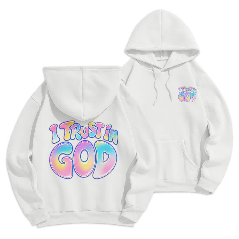 Christianartworkshop Vertraue auf Gott – Übergroßer weißer Hoodie mit Pastell-Graffiti-Motiv - Weiß - 2XL - image 0