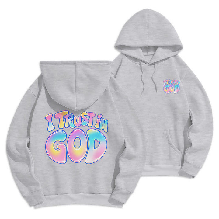 Christianartworkshop Vertraue auf Gott – Übergroßer weißer Hoodie mit Pastell-Graffiti-Motiv - Grau - 2XL - image 6