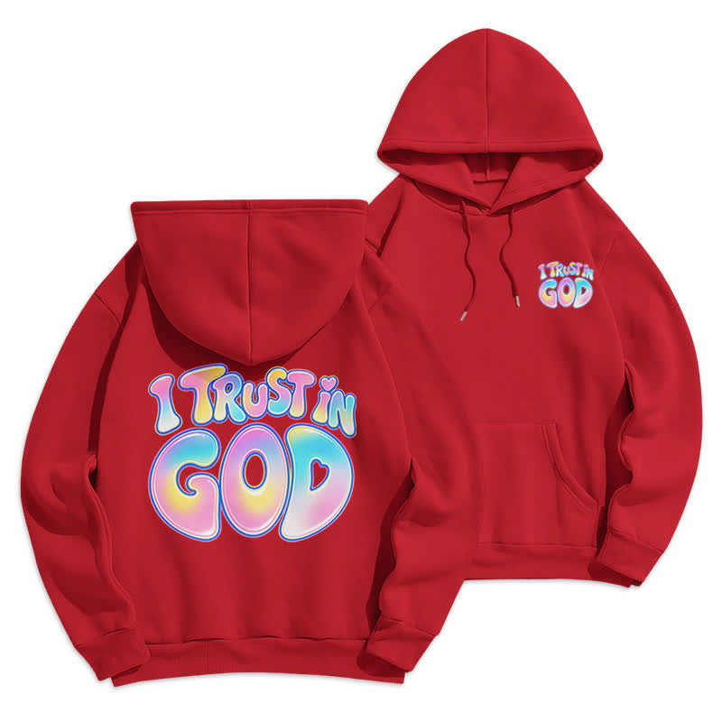 Christianartworkshop Vertraue auf Gott – Übergroßer weißer Hoodie mit Pastell-Graffiti-Motiv - Rot - 2XL - image 9