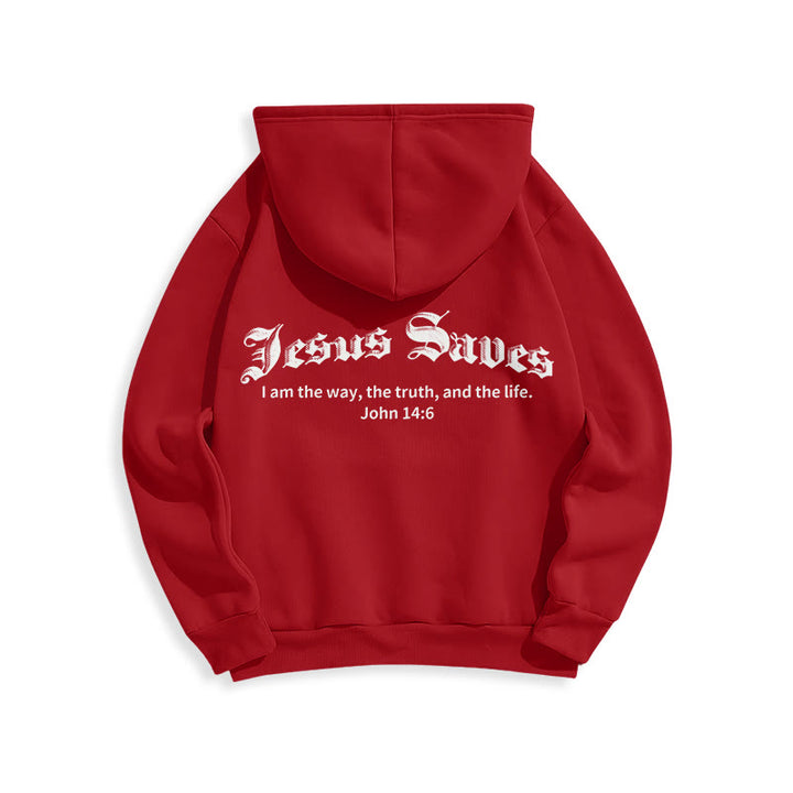 Christianartworkshop Jesus rettet Johannes 14:6 Glaubens-Fleece-gefütterter Polyester-Hoodie - image 16
