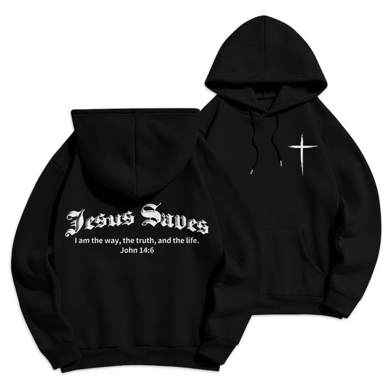 Christianartworkshop Jesus rettet Johannes 14:6 Glaubens-Fleece-gefütterter Polyester-Hoodie - Schwarz - 2XL - image 9