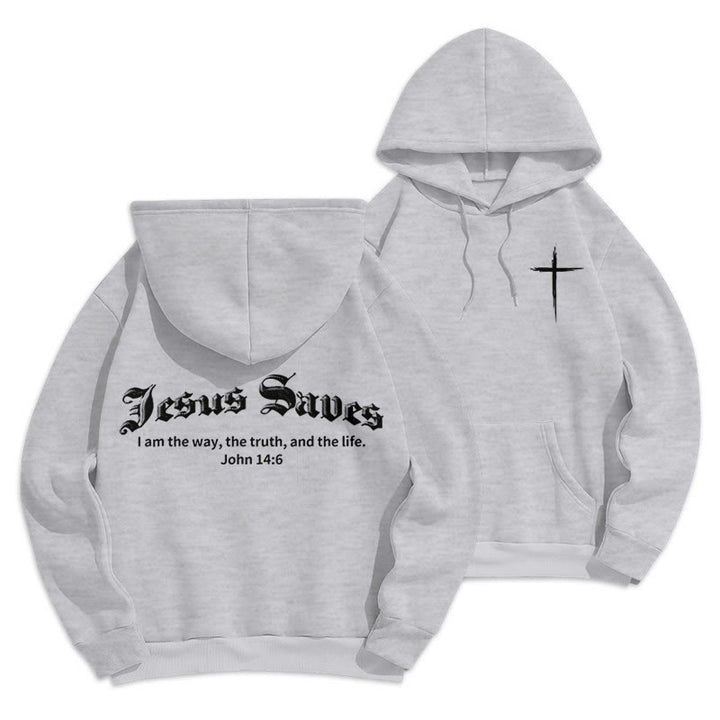 Christianartworkshop Jesus rettet Johannes 14:6 Glaubens-Fleece-gefütterter Polyester-Hoodie - Grau - 2XL - image 0