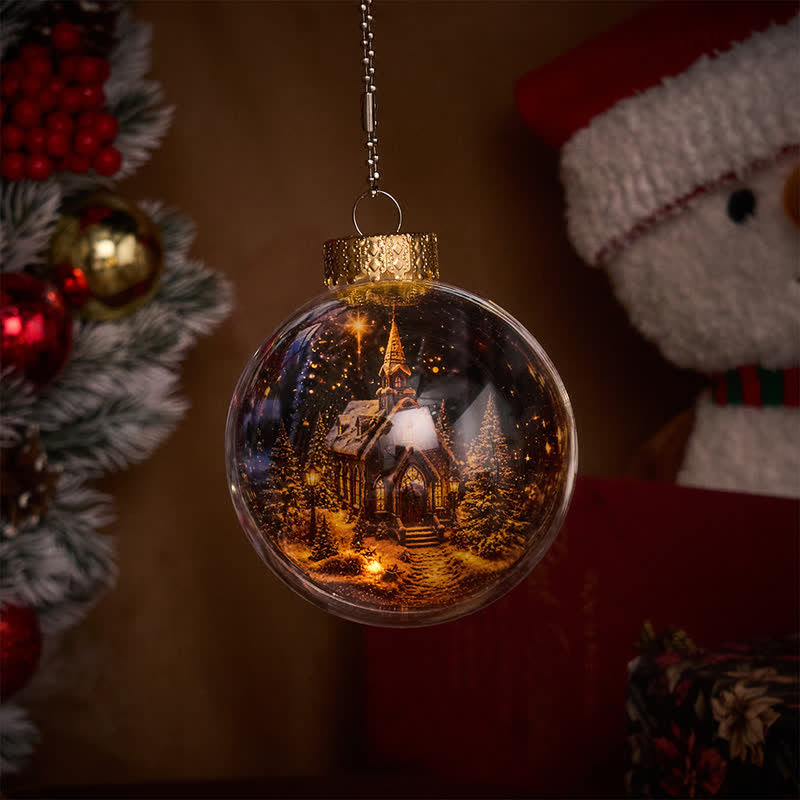 Christianartworkshop Weihnachtskugel mit mehrfarbigem, sakralem Druck: Zeichen heiligen Segens und stiller Andacht - Mit LED-Beleuchtung - Kirche - image 6