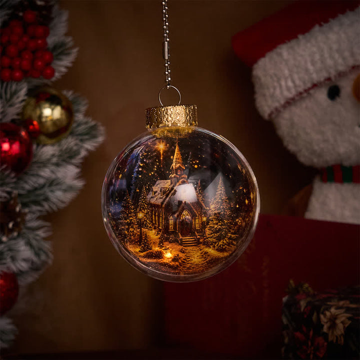 Christianartworkshop Weihnachtskugel mit mehrfarbigem, sakralem Druck: Zeichen heiligen Segens und stiller Andacht - Mit LED-Beleuchtung - Kirche - image 6