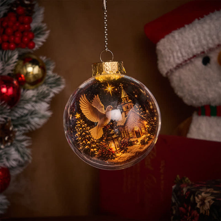 Christianartworkshop Weihnachtskugel mit mehrfarbigem, sakralem Druck: Zeichen heiligen Segens und stiller Andacht - Mit LED-Beleuchtung - Heiliger Geist - image 5