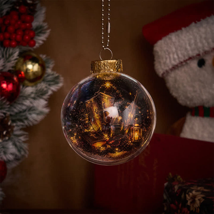Christianartworkshop Weihnachtskugel mit mehrfarbigem, sakralem Druck: Zeichen heiligen Segens und stiller Andacht - Mit LED-Beleuchtung - Kreuzen - image 2