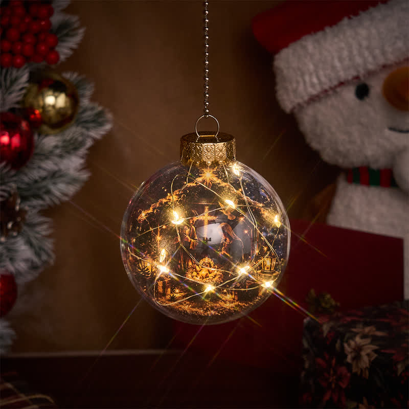 Christianartworkshop Weihnachtskugel mit mehrfarbigem, sakralem Druck: Zeichen heiligen Segens und stiller Andacht - image 11