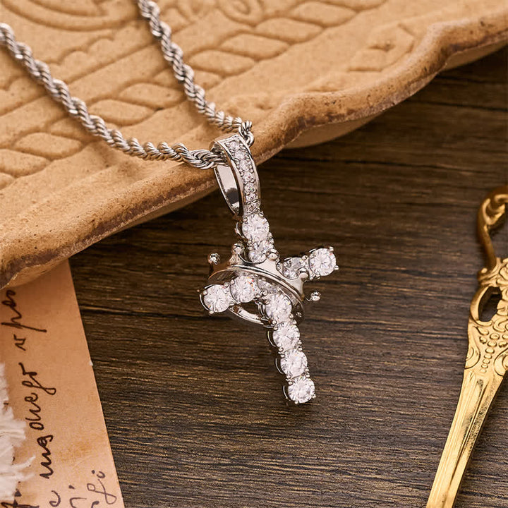 Christianartworkshop Vollständig gepflastertes, glänzendes Kreuz mit Kronenverzierung: Zauber strahlenden Himmelsglanzes - image 13