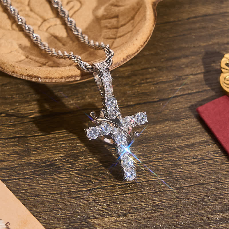 Christianartworkshop Vollständig gepflastertes, glänzendes Kreuz mit Kronenverzierung: Zauber strahlenden Himmelsglanzes - Silber - image 11