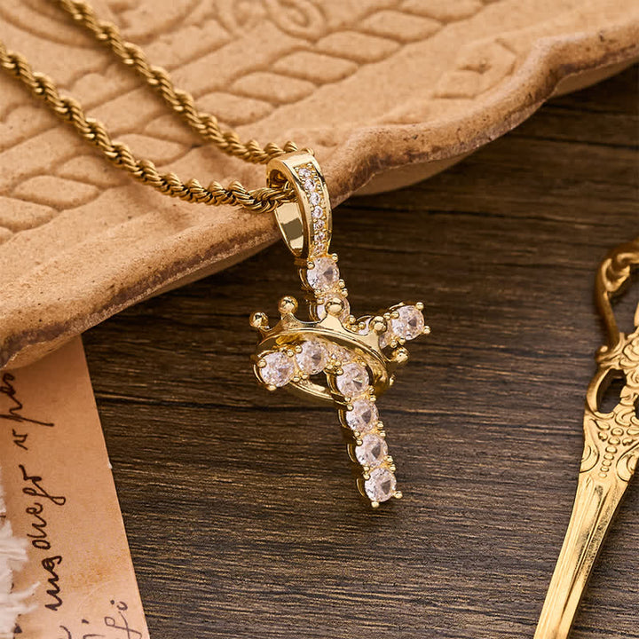 Christianartworkshop Vollständig gepflastertes, glänzendes Kreuz mit Kronenverzierung: Zauber strahlenden Himmelsglanzes - image 7