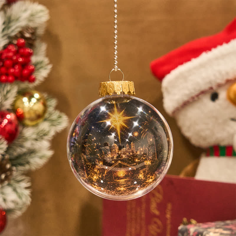Christianartworkshop Weihnachtskugel mit mehrfarbigem, sakralem Druck: Zeichen heiligen Segens und stiller Andacht - Ohne LED-Licht - Stern von Bethlehem B - image 21