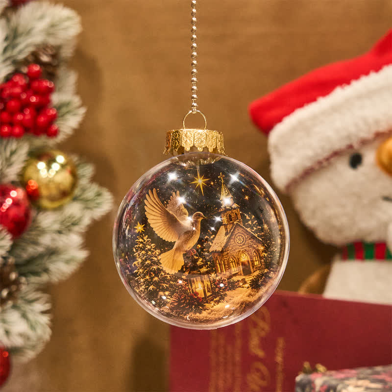Christianartworkshop Weihnachtskugel mit mehrfarbigem, sakralem Druck: Zeichen heiligen Segens und stiller Andacht - Ohne LED-Licht - Heiliger Geist - image 19