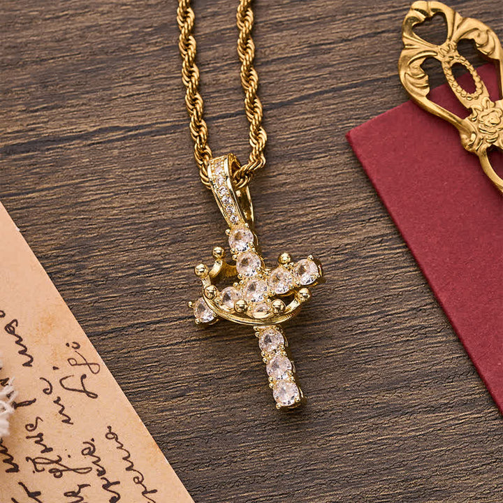 Christianartworkshop Vollständig gepflastertes, glänzendes Kreuz mit Kronenverzierung: Zauber strahlenden Himmelsglanzes - image 8