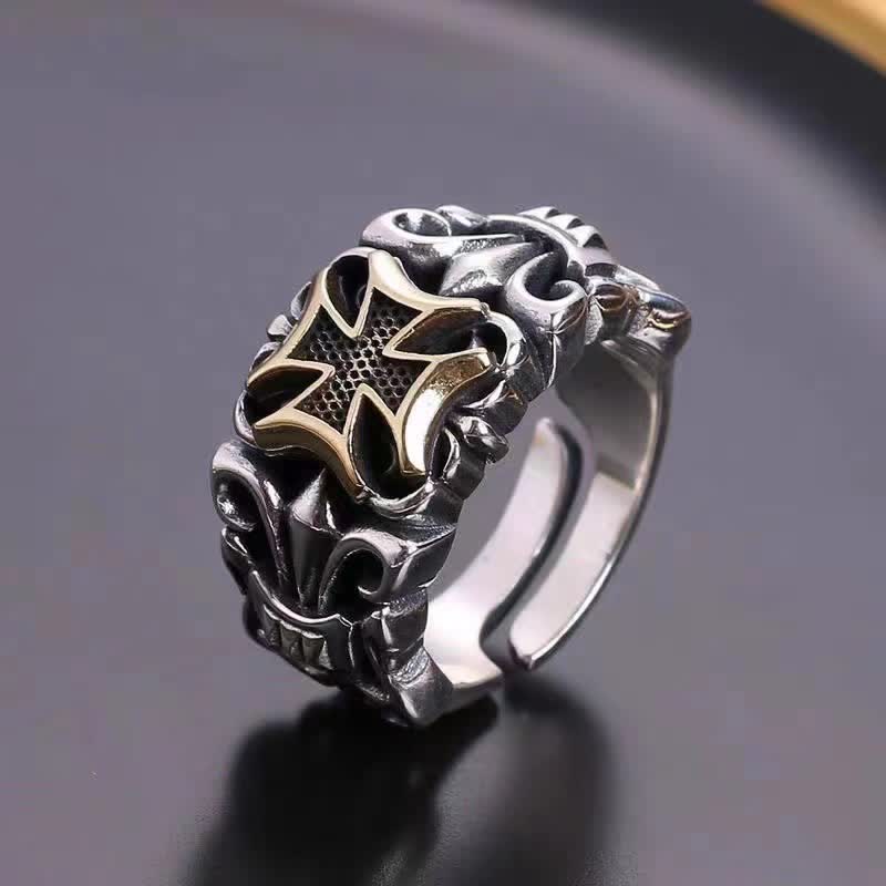 Christianartworkshop Verstellbarer Ring mit kunstvoll graviertem Kreuz: Zeichen des ewigen göttlichen Schutzes - image 3