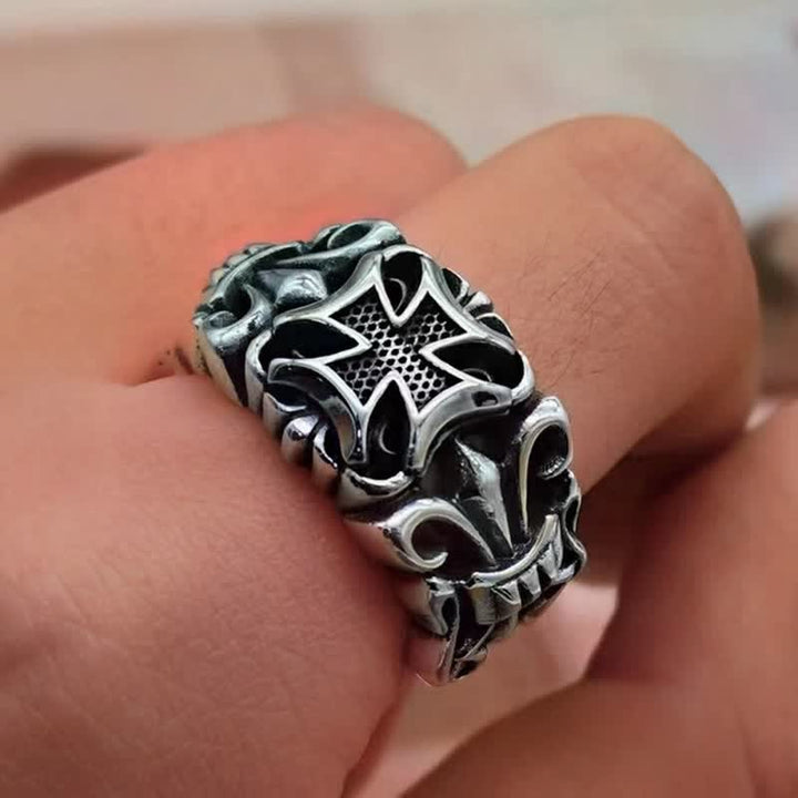 Christianartworkshop Verstellbarer Ring mit kunstvoll graviertem Kreuz: Zeichen des ewigen göttlichen Schutzes - Metallic (Geeignet für US-Größen 6-9) - image 4