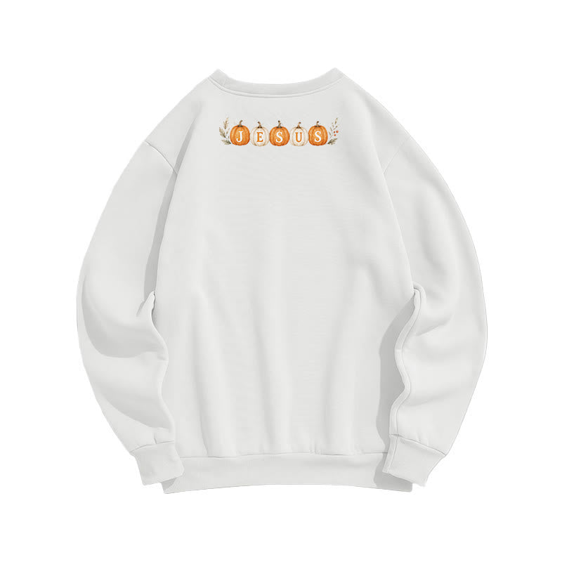 Christianartworkshop Jesus Herbst Kürbis Grafik Kuscheliges Fleece Sweatshirt - image 2