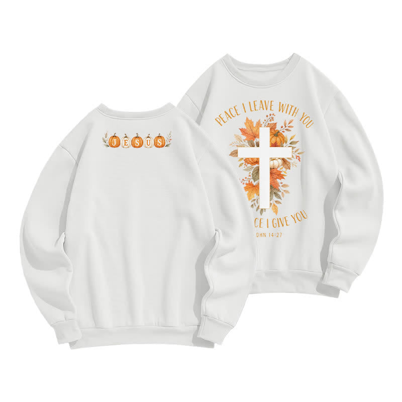 Christianartworkshop Jesus Herbst Kürbis Grafik Kuscheliges Fleece Sweatshirt - Weiß - 2XL - image 0