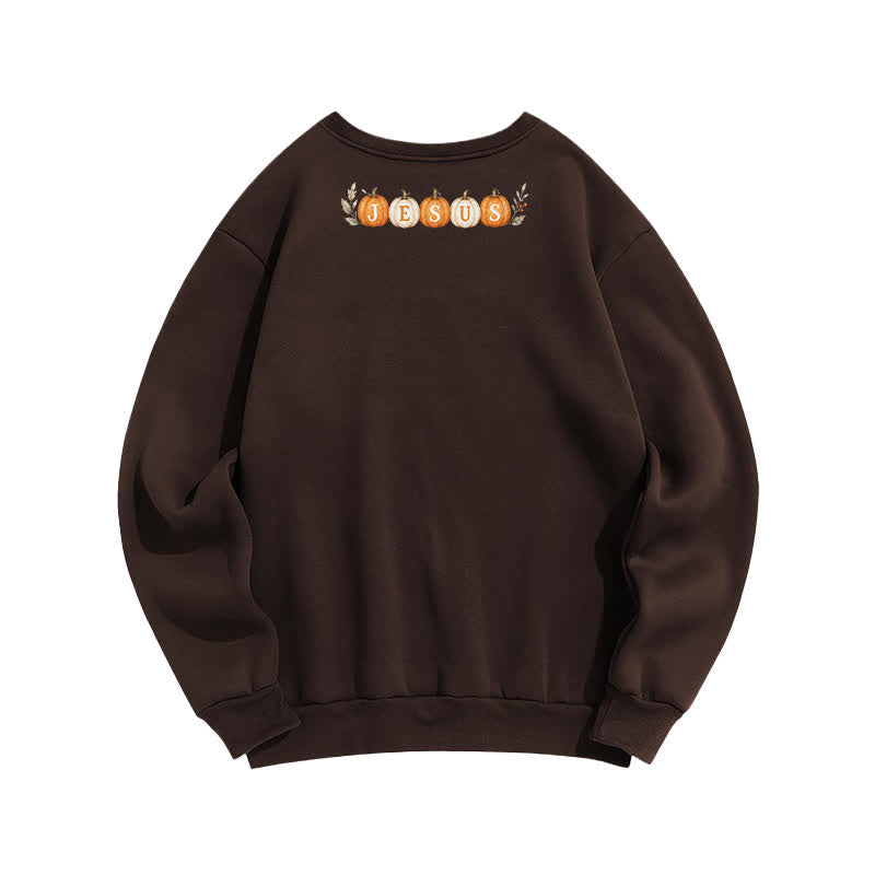 Christianartworkshop Jesus Herbst Kürbis Grafik Kuscheliges Fleece Sweatshirt - image 8